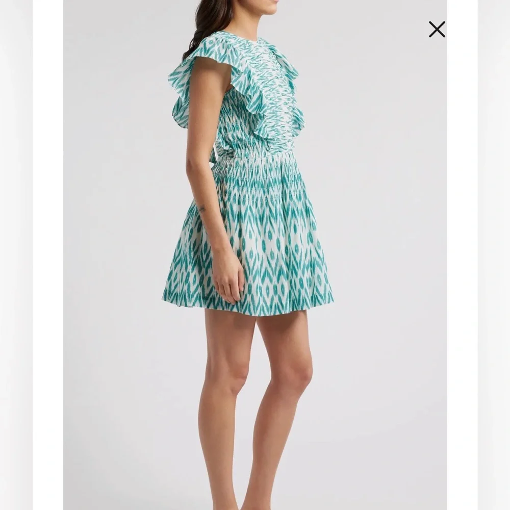 Elegant Teal Patterned Dress- Saylor - Picture 3 of 6